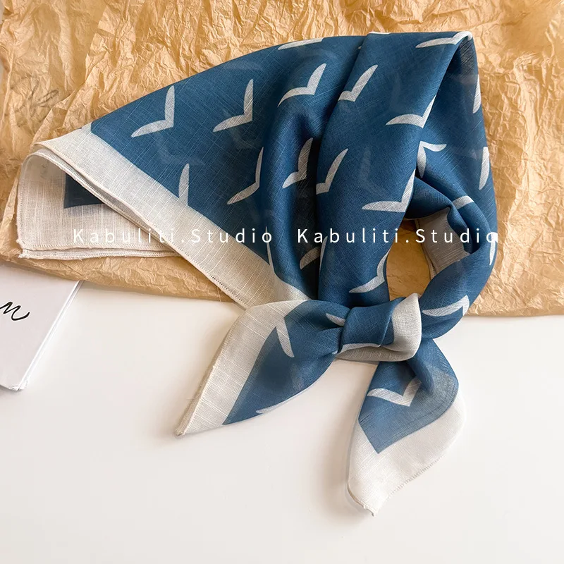 Square Scarf Cotton Linen Cartoon Dog Pattern Multifunctional Outdoor Headband Neck Cover Sun Block Breathable All Season