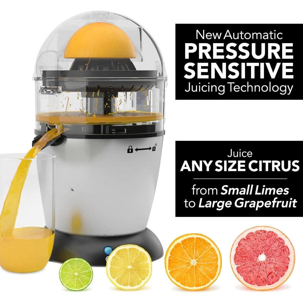 Juicer, Hands Free Electric, 1-Button Juicer Machine,, Easy To Juicer Squeezer, Black/Stainless Steel, Desktop Juicer