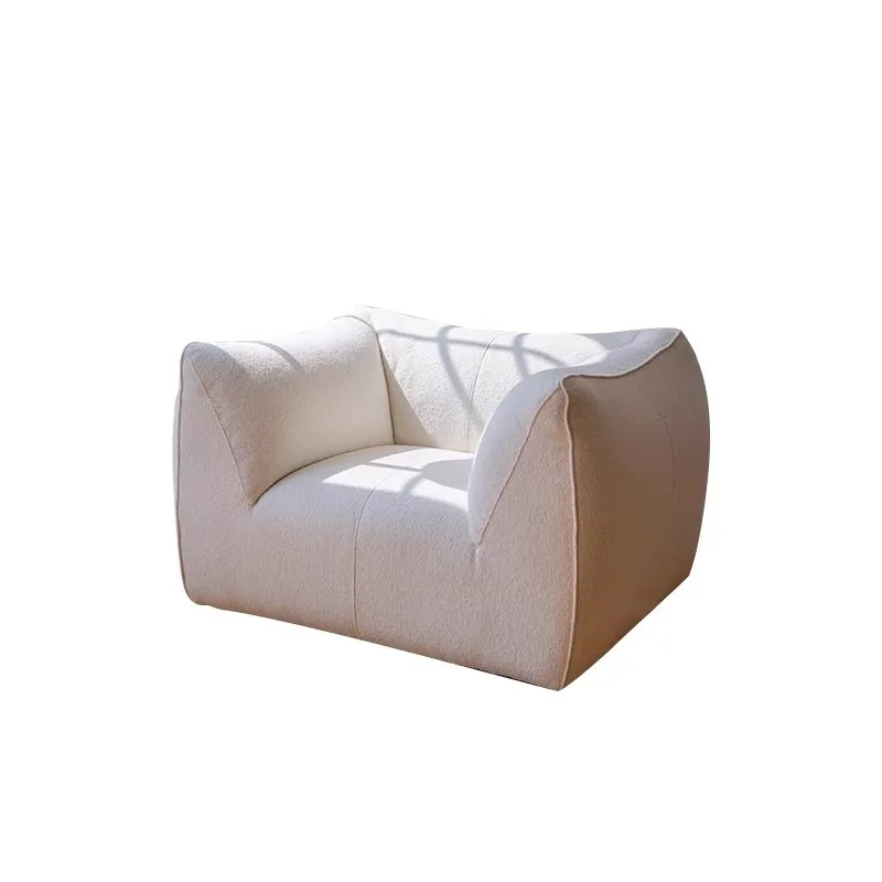 

Italian minimalist fabric sofa wabi-sabi wind living room small apartment Japanese big white three-person lazy sofa combination