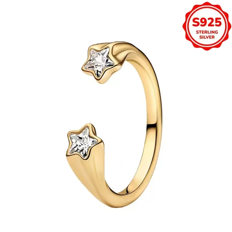 Women's S925 Silver Stackable Sun Moon Star Butterfly Ring Set