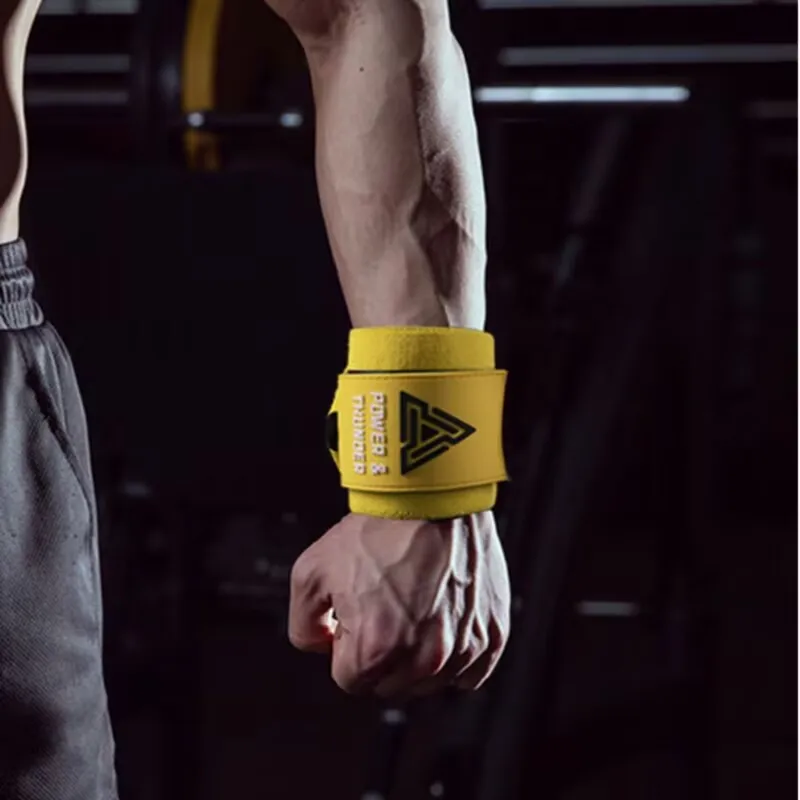 1 쌍 프리미엄 손목 지원 피트니스 손목 밴드는 체육관 운동 중 손목을 보호합니다. 강렬한 벤치 프레스 데드리프트에 이상적