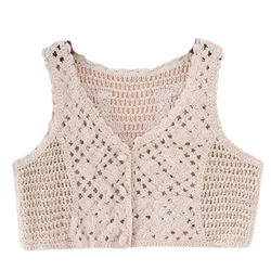 Toddler Girls Vest Knitted Sweater Sleeveless Waistcoat Flower Hollow Cardigan