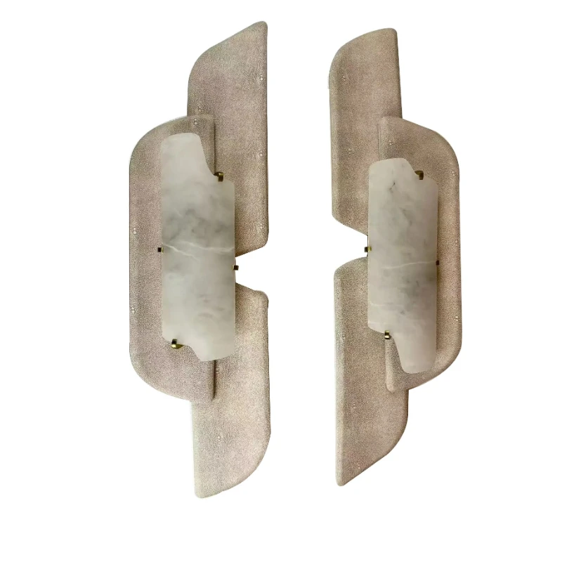 

Marble wall lamp Nordic light living room bedroom leather lamp hotel creative