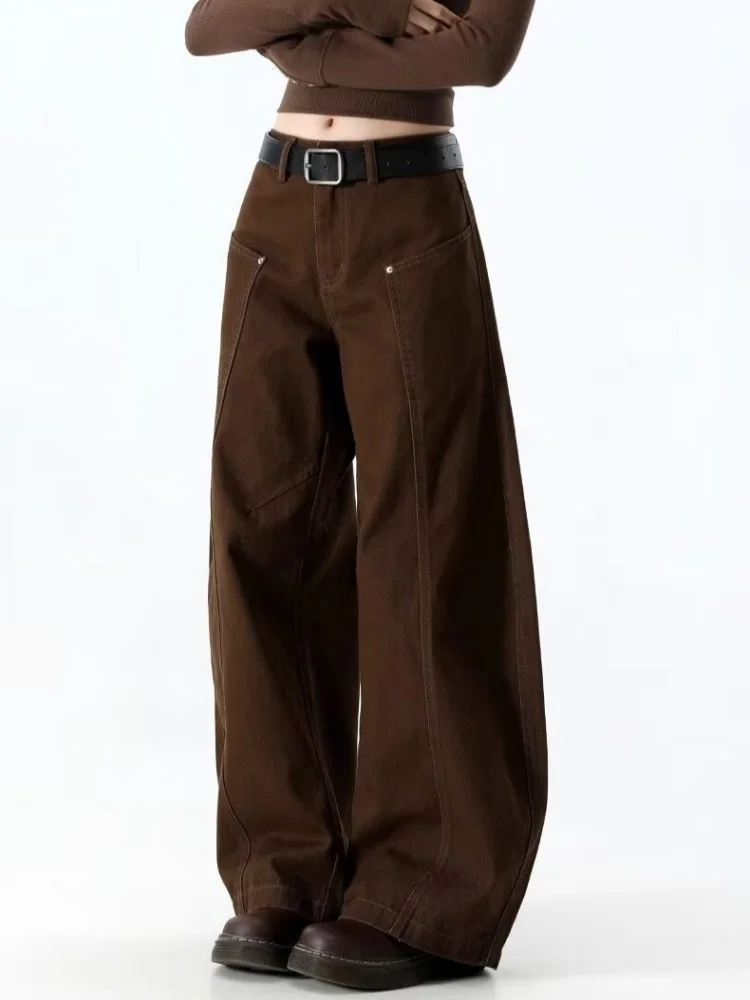 2025 Ropa Y2K New Fashion Baggy Marrone Casual Pantaloni jeans cargo da donna per abbigliamento donna Pantaloni lunghi larghi in cotone dritto