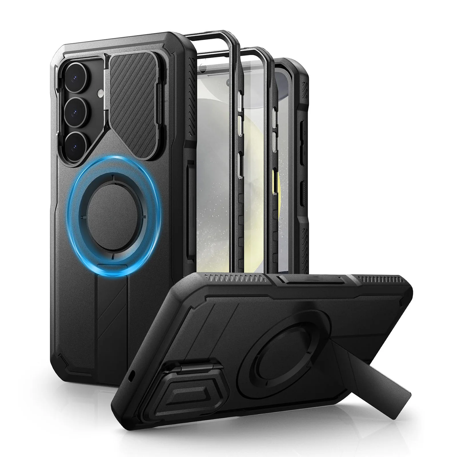 

For Samsung Galaxy S25 Ultra/S25 Plus/S25 Magnetic Heavy Duty Case Camera Cover Adjustable Kickstand Built-in Screen Protector