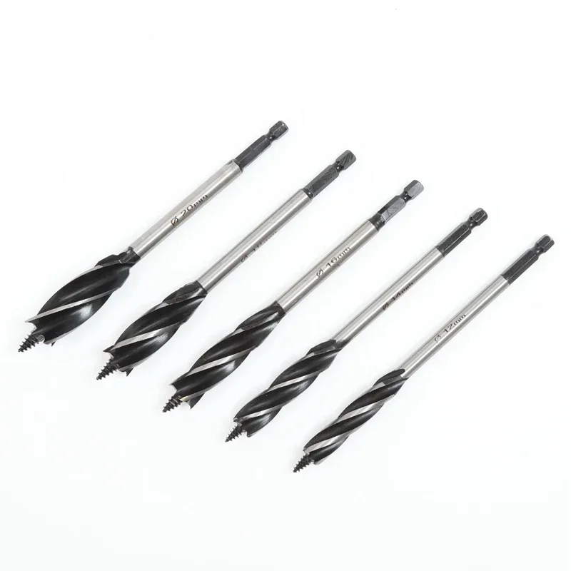 BIESUO 10-35mm 1/4'' Hex Shank Twist Drill Bit  Wood Fast Cut Auger Carpenter Joiner Tool Drill Bit for Wood Cut Suit