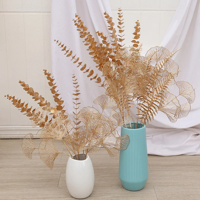 Artificial Golden Plants Simulation Plastic Plants for Wedding Home Christmas Decor Living Decoration Party Flower Arrangement