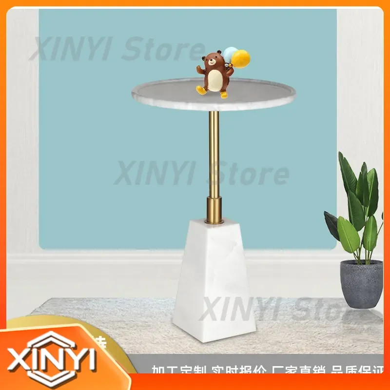 Small Round Table for Nordic Style Living Room Dining Room Marble Corner Design Light Luxury Groove Desktop Simple Edge Round