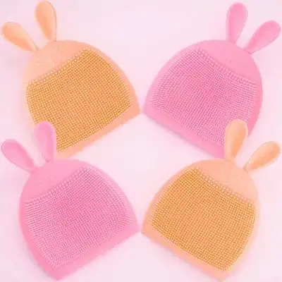 4Pcs Silicone Rabbit Face Scrubber Brush Set Gentle Exfoliating Soft Facial Cleanser Waterproof Face Massager for Delicate Skin