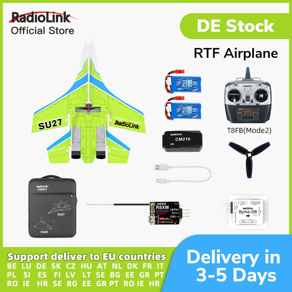 

Radiolink SU27 Fighter RC Plane Radio Controlled Airplane(RTF) 4000KV Brushless Motor Fixed Wing Gyroscope Assist for Beginners