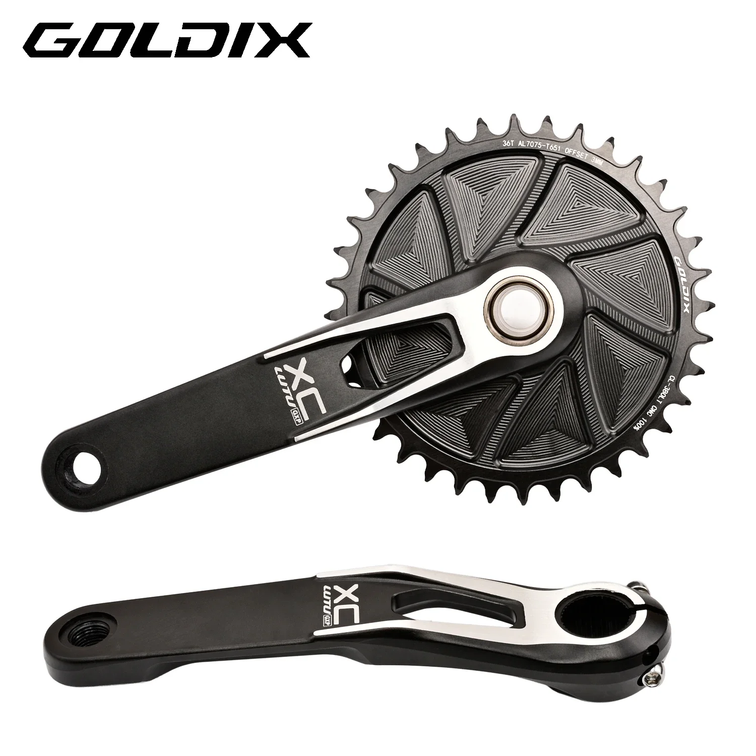 GOLDIX High-strength Bicycle Crankset 170/175mm Forged Alloy Crank Arm 3Bolt Direct Mount Narrow-wide Chainring For MTB Bike