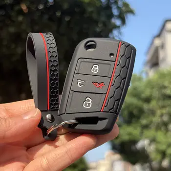 適用於大眾 VW Atlas Tiguan Golf Alltrack SportWagen R Polo E-Golf 折疊翻蓋 4 鍵鑰匙的矽膠鑰匙套 10 最佳銷售 福斯高爾夫 - №1