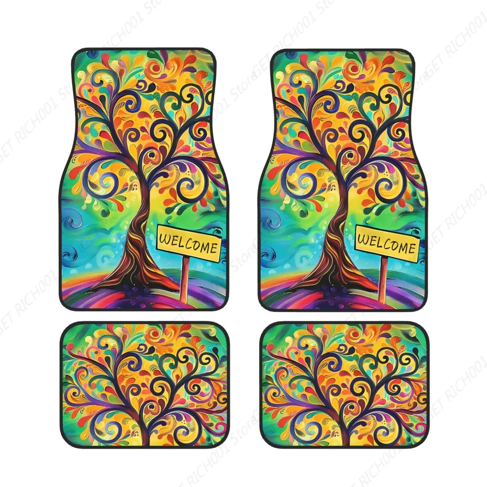 

Созда Alfombrillas Divertidas Para Pies Coche, Рамка Шарбол Arcoíris Colorida, Juego 4-х шт., Alfombrillas Para Coches, Acce