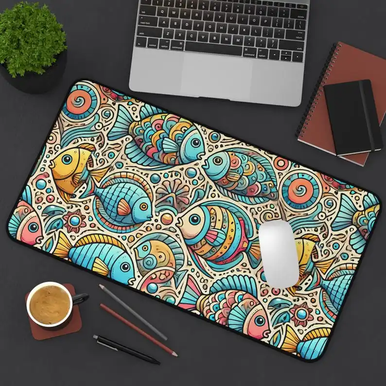 

Colorful fish pattern mousepad, non-slip and waterproof mouse pad,office gaming desk decorative mat, a perfect gift for friends.