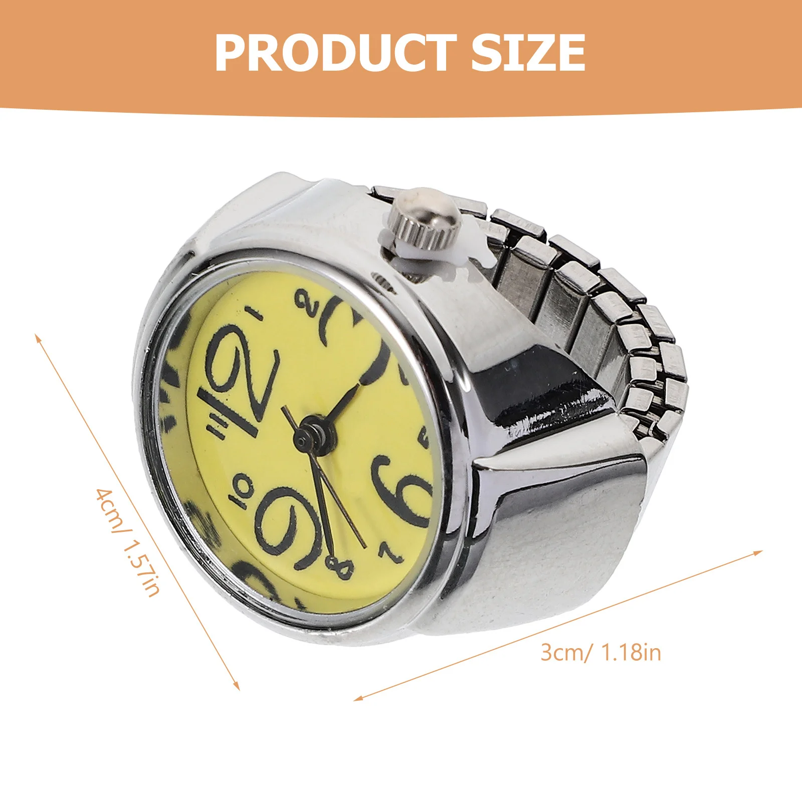 2 stks Vinger Slijtage Quartz Horloges Creatieve Ring Horloges Mini Tijdweergave Accessoires voor Vrouwen Mannen (Geel)
