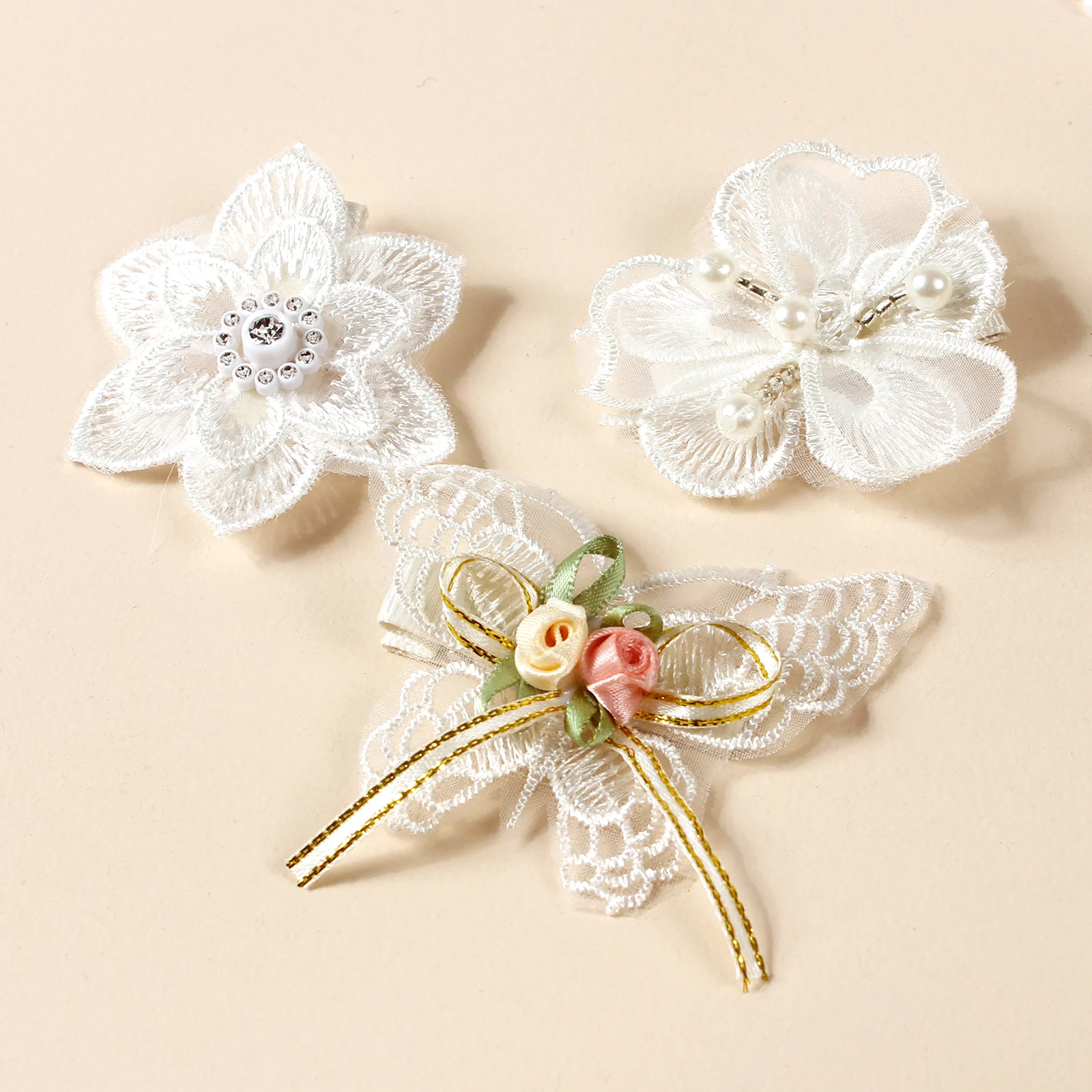 Klip rambut kupu-kupu anak perempuan, aksesori rambut renda foto bunga lucu 5 buah