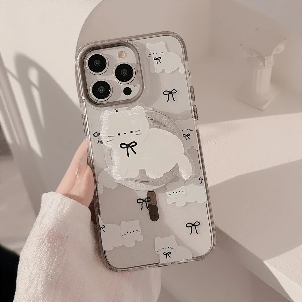 

Black and White Cat Phone Case Stand Phone Case iPhone 15 Pro Max 11 12 13 14 Pro Max