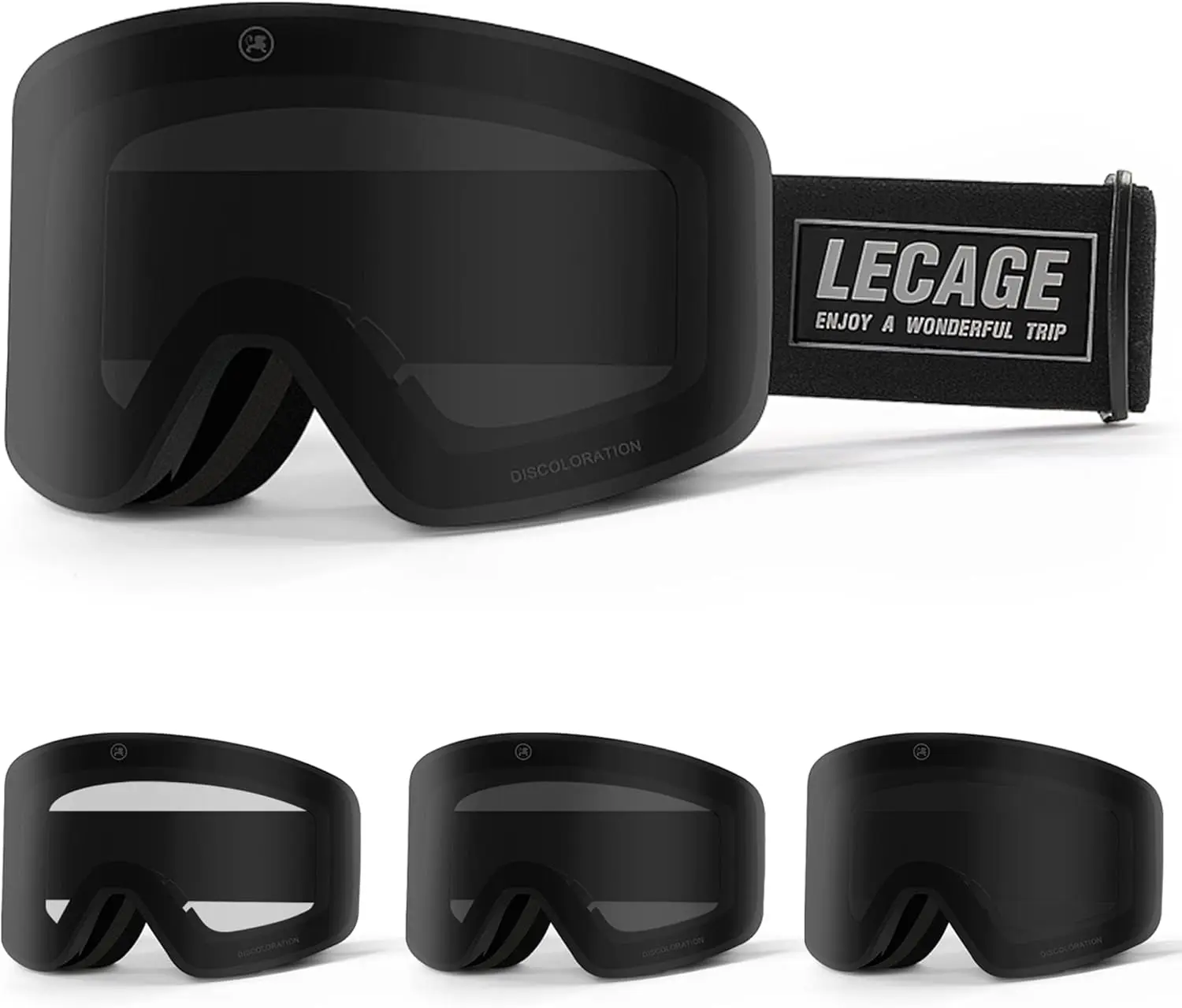 

Ski Goggles Photochromic Light Adaptive Lens Frameless Snow/Snowboard Goggles UV Protection for Men Women