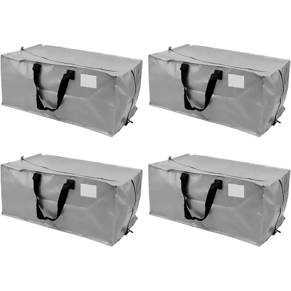 

Rugged Polypropylene Duffle Bags with Zipper and Backpack Straps, Heavy-Duty Storage, Pack of 4, Gray