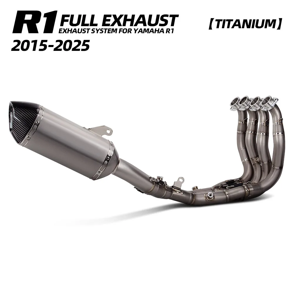

Motorcycle Exhaust Full Titanium System Modify Kit For Yamaha R1 2015-2025 Escape Manifold Carbon Tip Muffler Racing Line