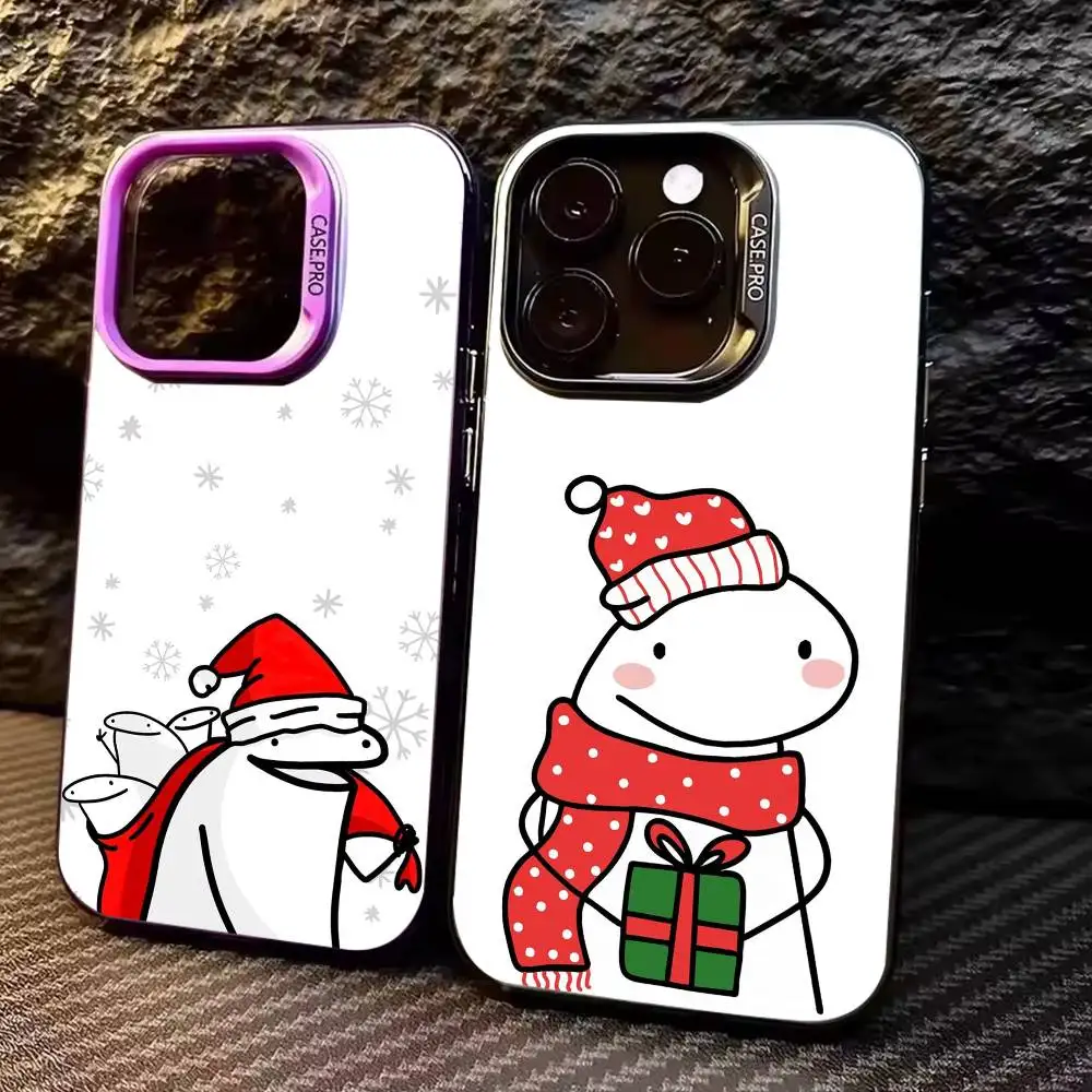 

F-Flork Cute Funny Meme Phone Case For iPhone17,16,15,14,13,12,11 Plus,Pro Max Colored Silver Plated Inside Cover