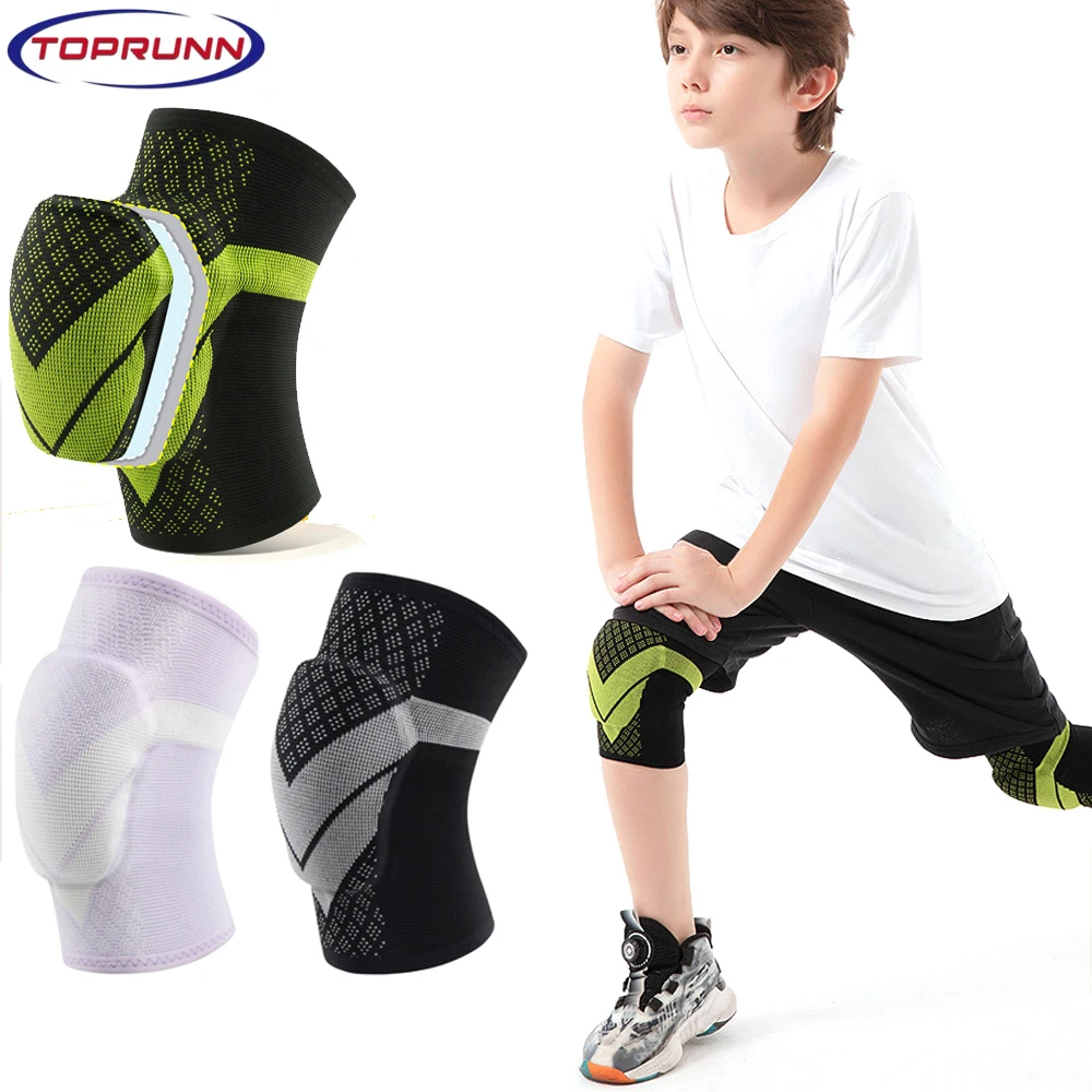 

1Pair Volleyball Knee Pads for Kids Soft Breathable Knee Brace Non Slip Padded SBR Knee Support for Girls Boys Dance, Football