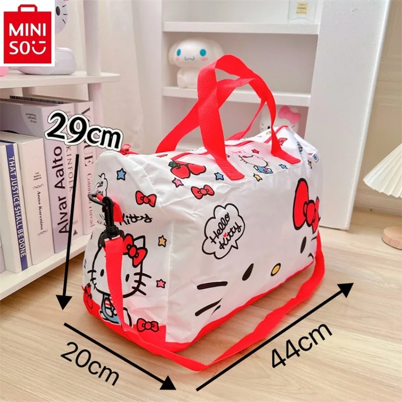 Miniso Sanrio Hello Kitty Kuromi Bedrukte Opvouwbare Reistas Studentenbagage Opslag Draagbare Handtas Met Grote Capaciteit