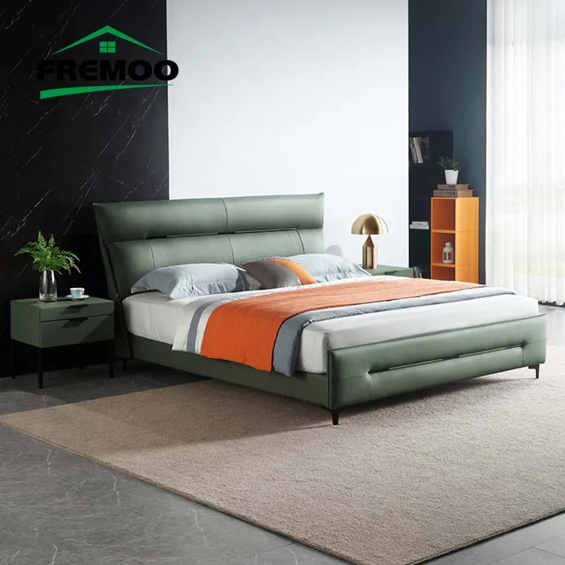 Minimalist Leather Bed Upholstered Master Bedroom Double Bed Home Bedroom Bed Frame High Quality Bed