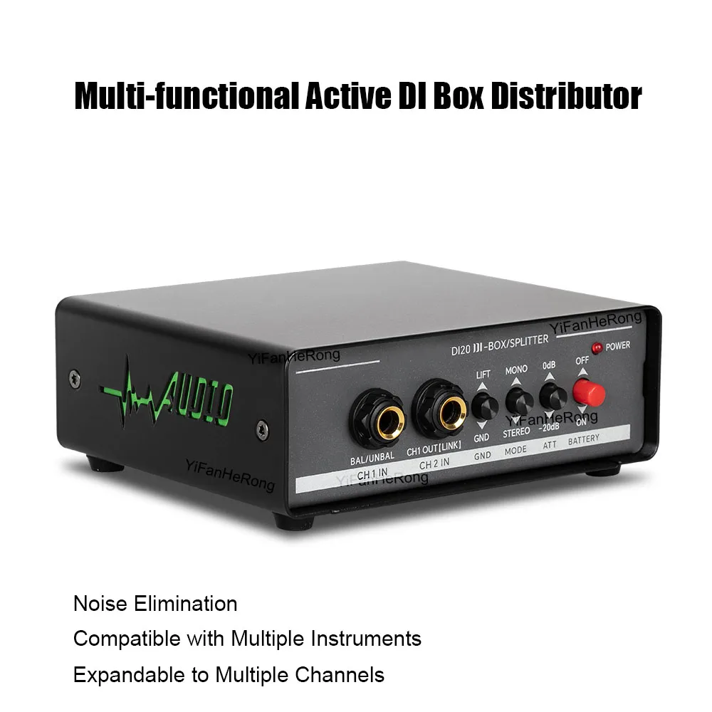 Multi-functional Active DI Box Distributor Signal Effect Device Dual-Channel Balanced Stage Guitar Instrument