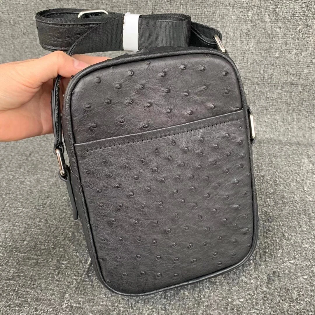 

2022 New Luxury Crocodile Skin Men's Ostrich skin Leisure Real Leather Shoulder Bag Business Large Capacity Man Messenger Bag 40