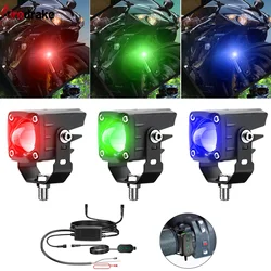 120W 18000LM LED Motorcycle Spotlight Headlight Red/Blue/Green Spotlight 6000/3000/10000K Motorcycle Trucks SUV Fog Light 12-30V