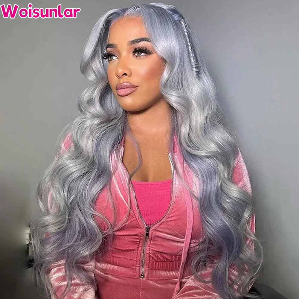 

Silver Grey Body Wave Lace Front Wig Human Hair 13x4 13x6 Lace Frontal Human Hair Wigs Transparent Brazilian Hair Colored Wigs