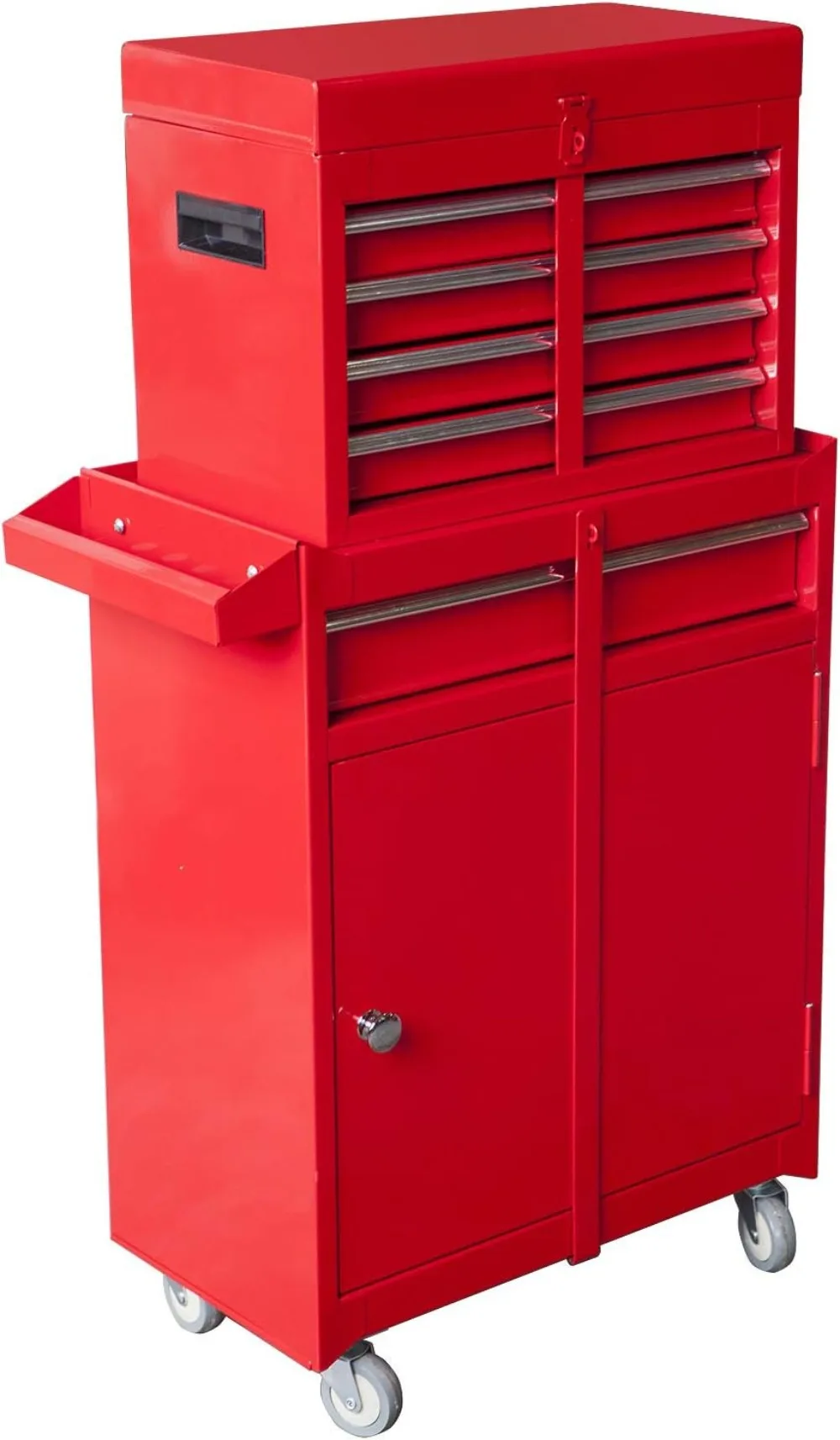 ATBT1204B-RED Rolling Garage Workshop Tool Organizer: Detachable 4 Drawer Tool Chest with Large Storage Cabinet and Adjustable