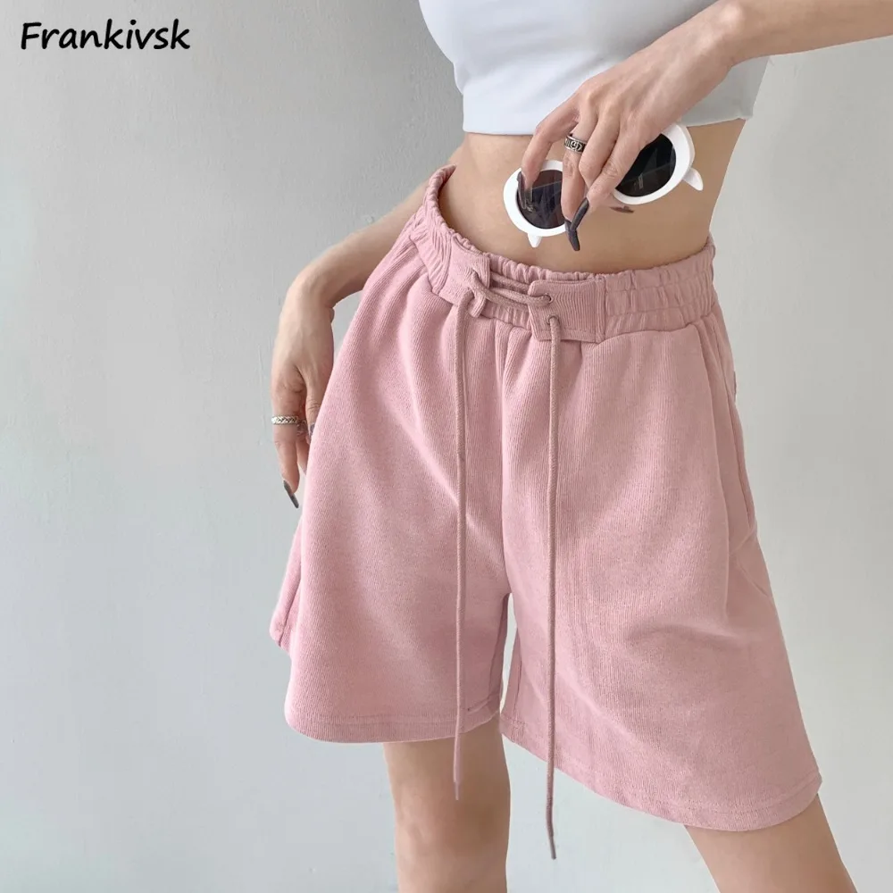 

Shorts for Women Drawstring Korean Style Holiday Baggy Running High Waist Commuter Solid Colors S-3XL Summer Versatile Casual