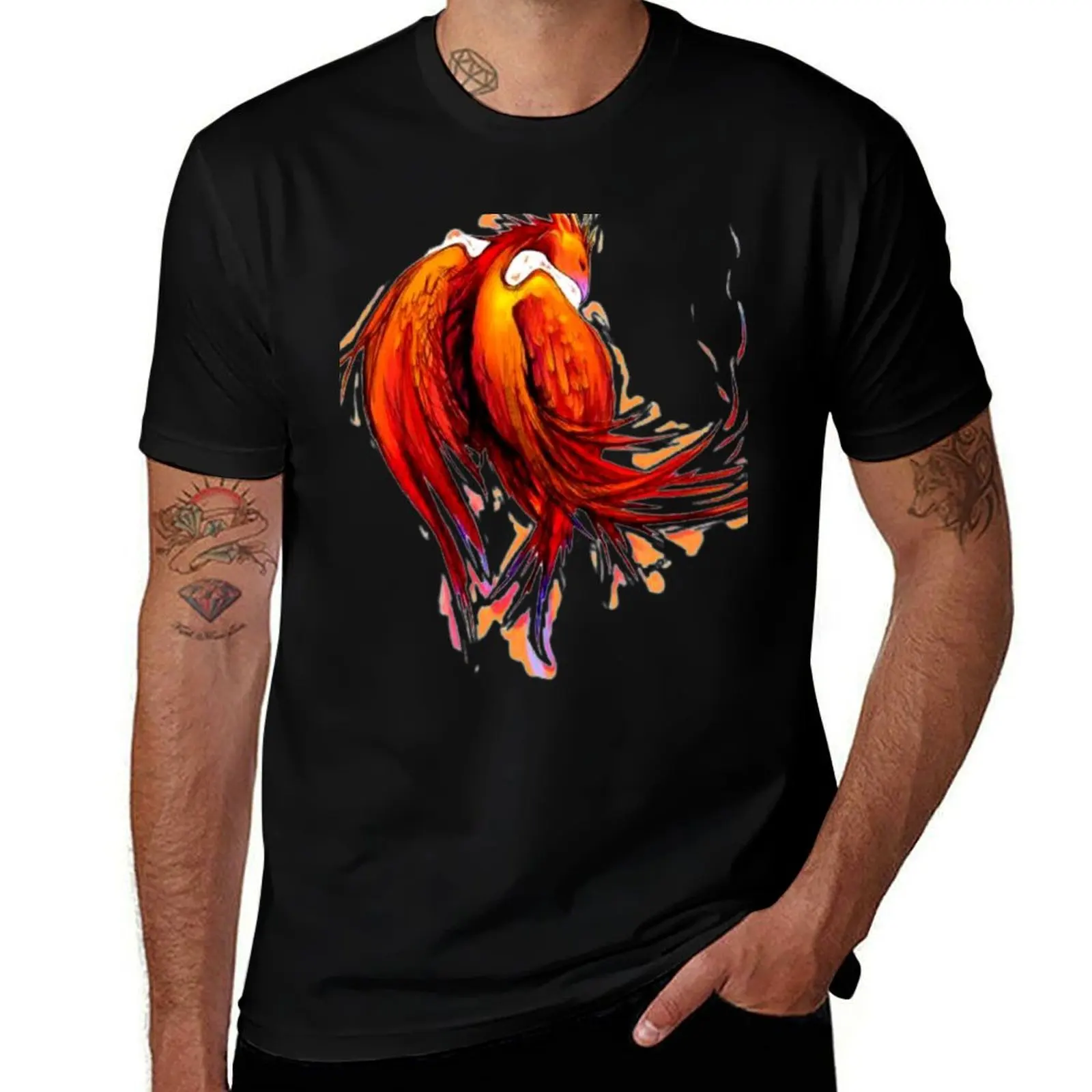 

Fire Bird Drawing T-Shirt custom t shirt aesthetic clothes vintage anime shirt men graphic t shirts