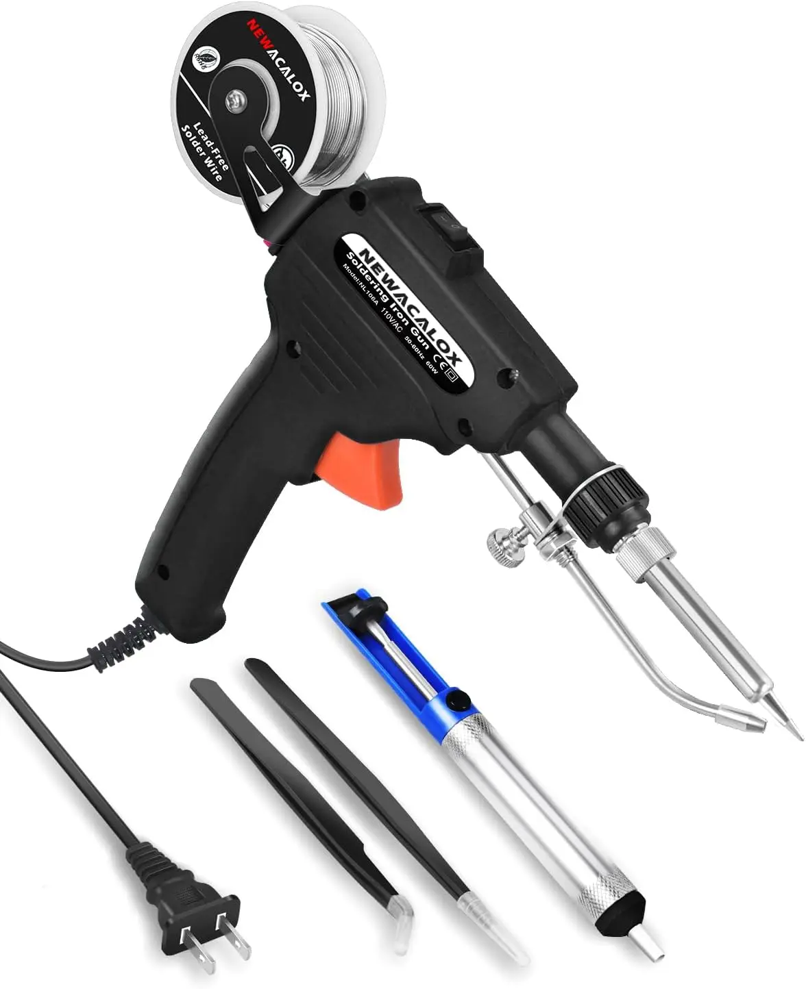 

Soldering Iron Kit with Automatic Solder Feeding, Handheld Welding Gun with Desoldering Pump, Tweezers for Circuit Board Repair
