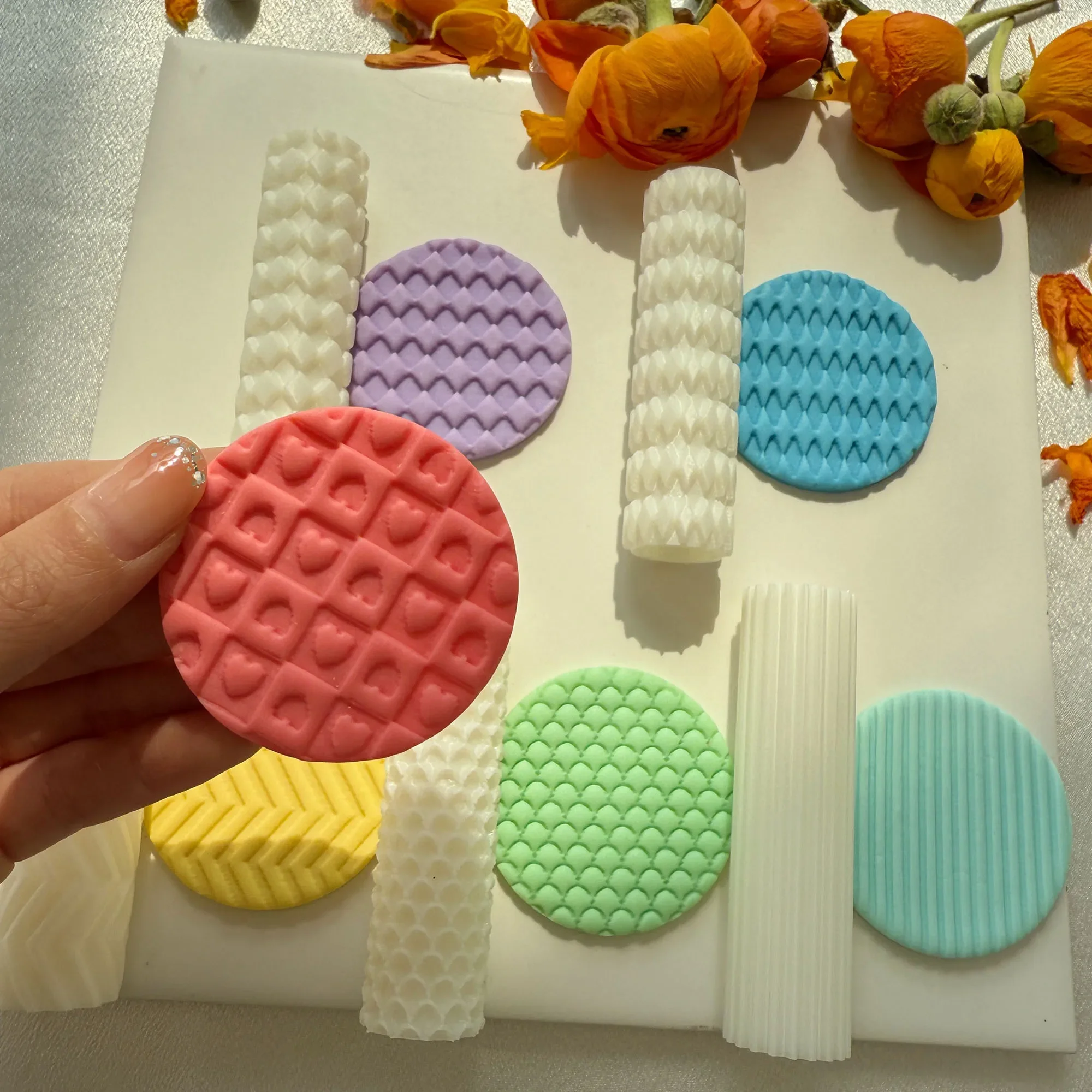 Soft Pottery Earring Polymer Clay Cutter Roller Texture Polymer Clay Seamless Polymer Clay Texture Roller claycutters