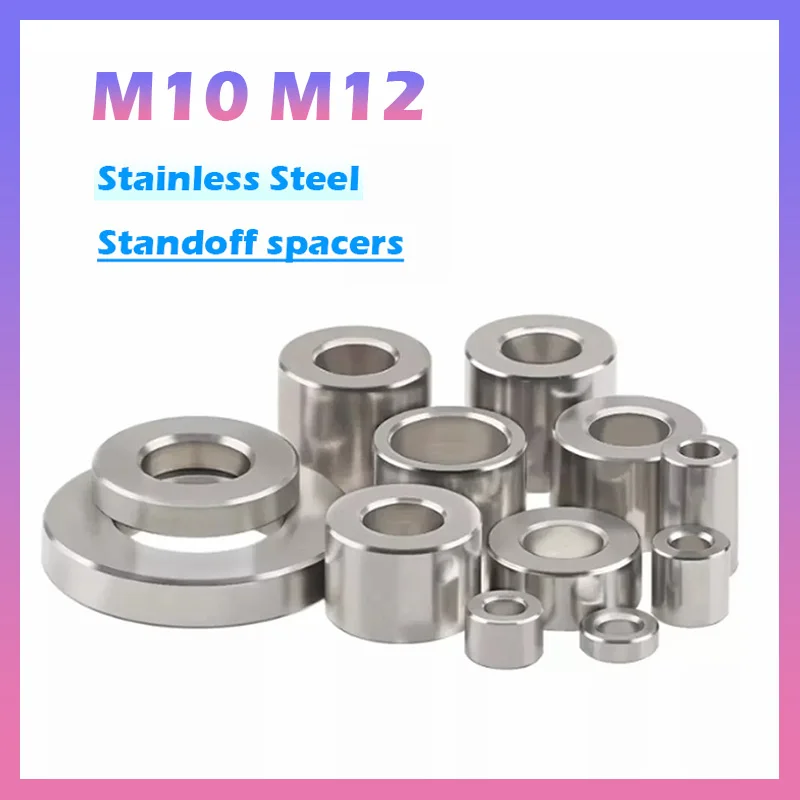 10Pcs M10 M12 Stainless Steel Spacers Standoff Unthreaded Round Bushing Sleeve Washers