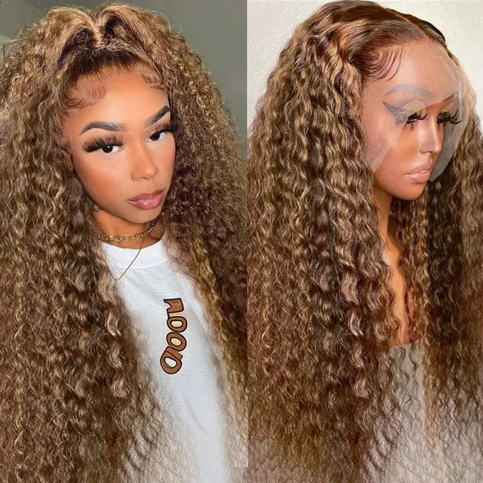 Curly Highlight 30 40 Inch 13x4 Lace Front Human Hair Deep Wave 13x6 Lace Frontal Wig Brazilian 200 density For Women