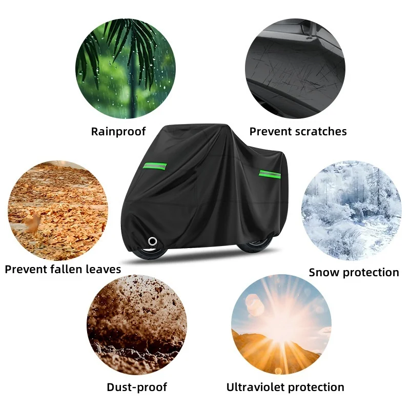 غطاء دراجة نارية عالمي مقاوم للماء والغبار والأشعة فوق البنفسجية للحماية من أشعة الشمس غطاء مطر كامل للمركبة تخزين المرآب في الهواء الطلق #6