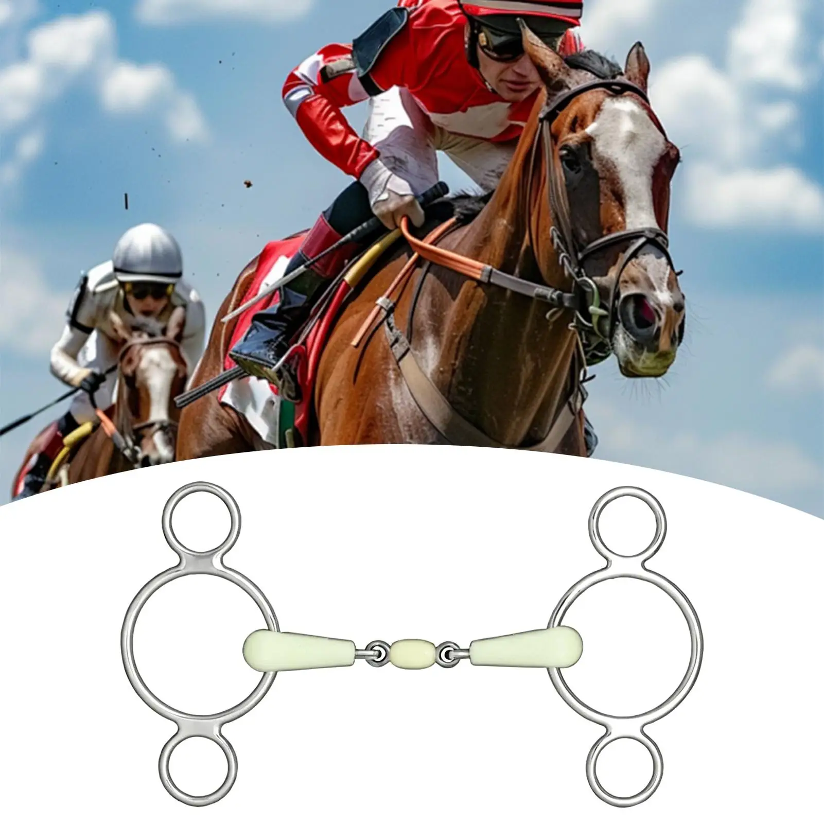 Stainless Steel Snaffle Horse Bit Equestrian Training Control Mouthpiece Durable Riding Bit For Racing Stable Competition