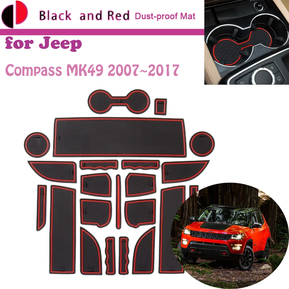 

Rubber Door Groove Mat for Jeep Compass MK49 2007~2017 Cushion Gate Storage Slot Coaster Dust-proof Car Interior Sticke Pad Auto