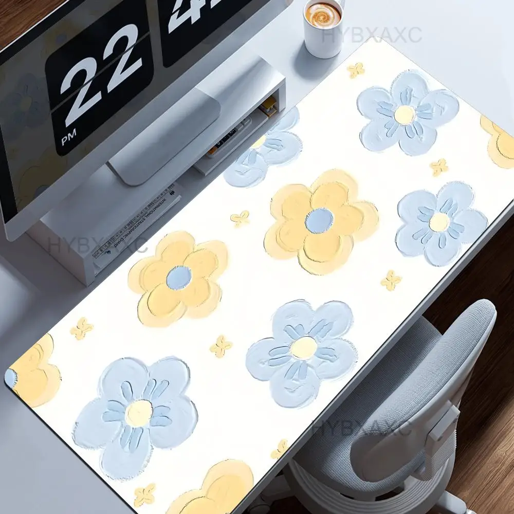 

Цветочный коврик для мыши 40x90 см, милый настольный коврик, большой Kawaii коврик для мыши XXL, большой коврик для клавиатуры, настольный коврик для компьютерных ковриков для мыши