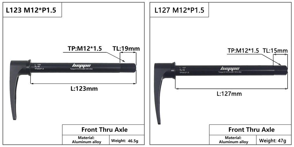 HEPPE MTB Rennrad Steckachse Vorderradgabel Welle Spieß 12x100 12x110 Hintere Steckachse 12x142 12x148 Schnellspanner M12xP1.0/1.5/1.75 – Detail 6