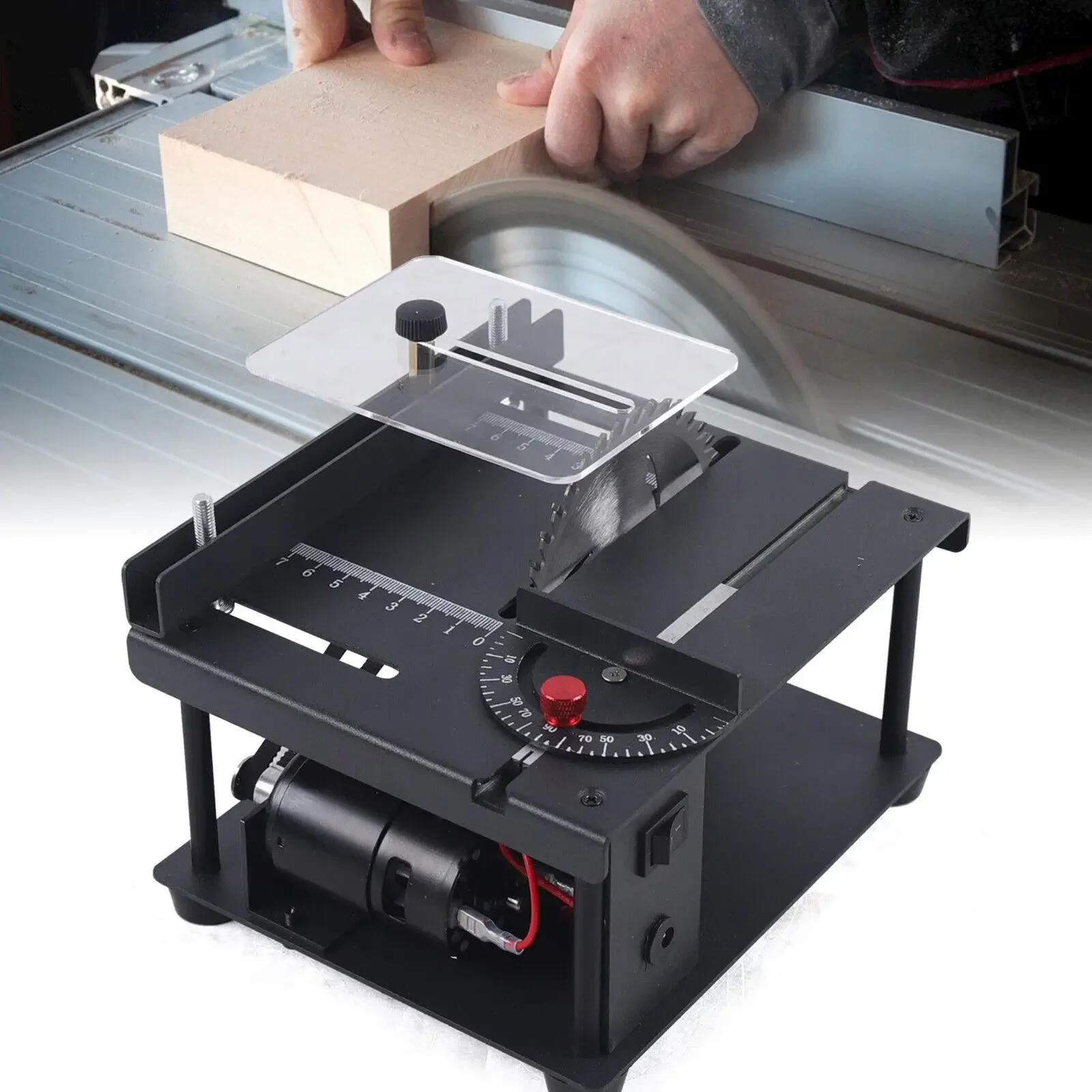 

Multifunction Mini Sliding Table Saw Kit Woodworking DIY Hobby Model Sliding Cutting Bench Saw Household 8500r/min