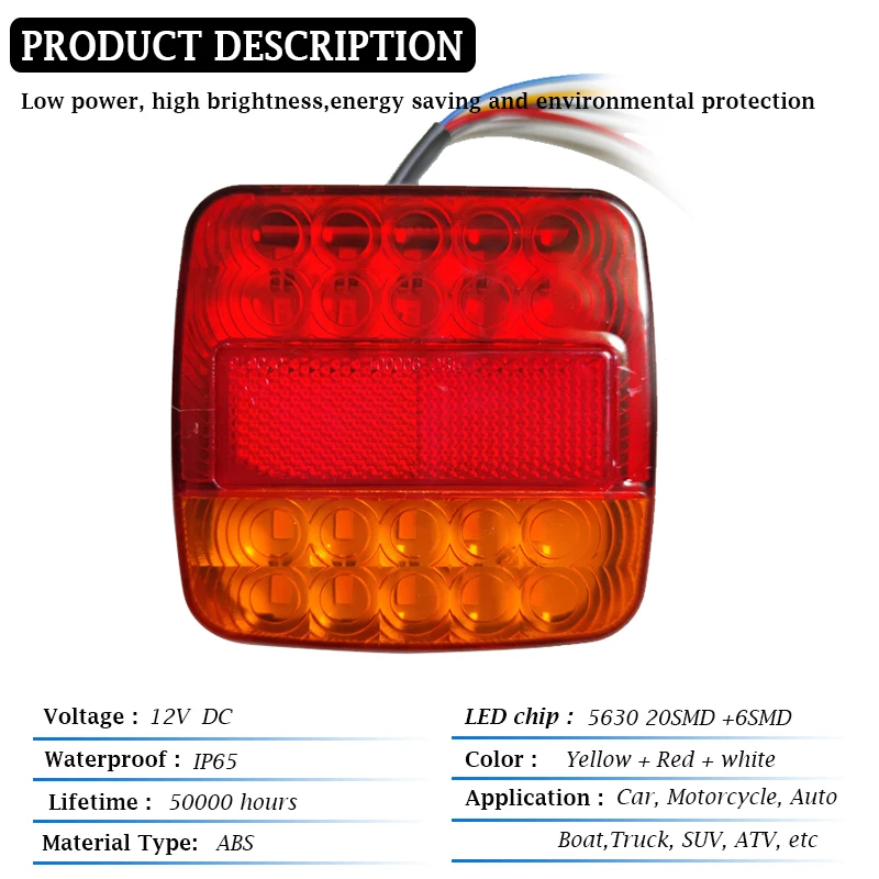 26LED Submersible Trailer Lights Stop Tail Turn Signal Lights License Number Plate for Boat Trailer Truck RV Lighting Upgrade image 2