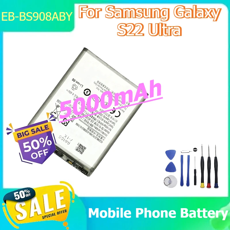 

New EB-BS908ABY Mobile Phone Battery For Samsung Galaxy S22 Ultra 5000mAh +Tools