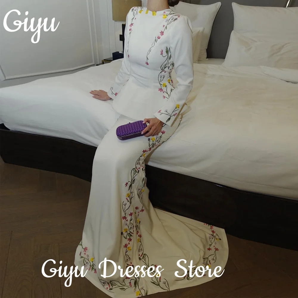 Giyu Unique Hand-embroidere Mermaid 2PS Wedding Party Dress Long Sleeve Floor-Length Prom Dress Vestidos Novias  Customized 2025