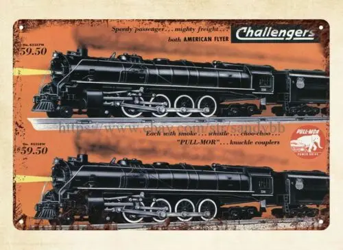 man cave wall American Flyer Trains 1953 A.C. Gilbert Challengers metal tin sign