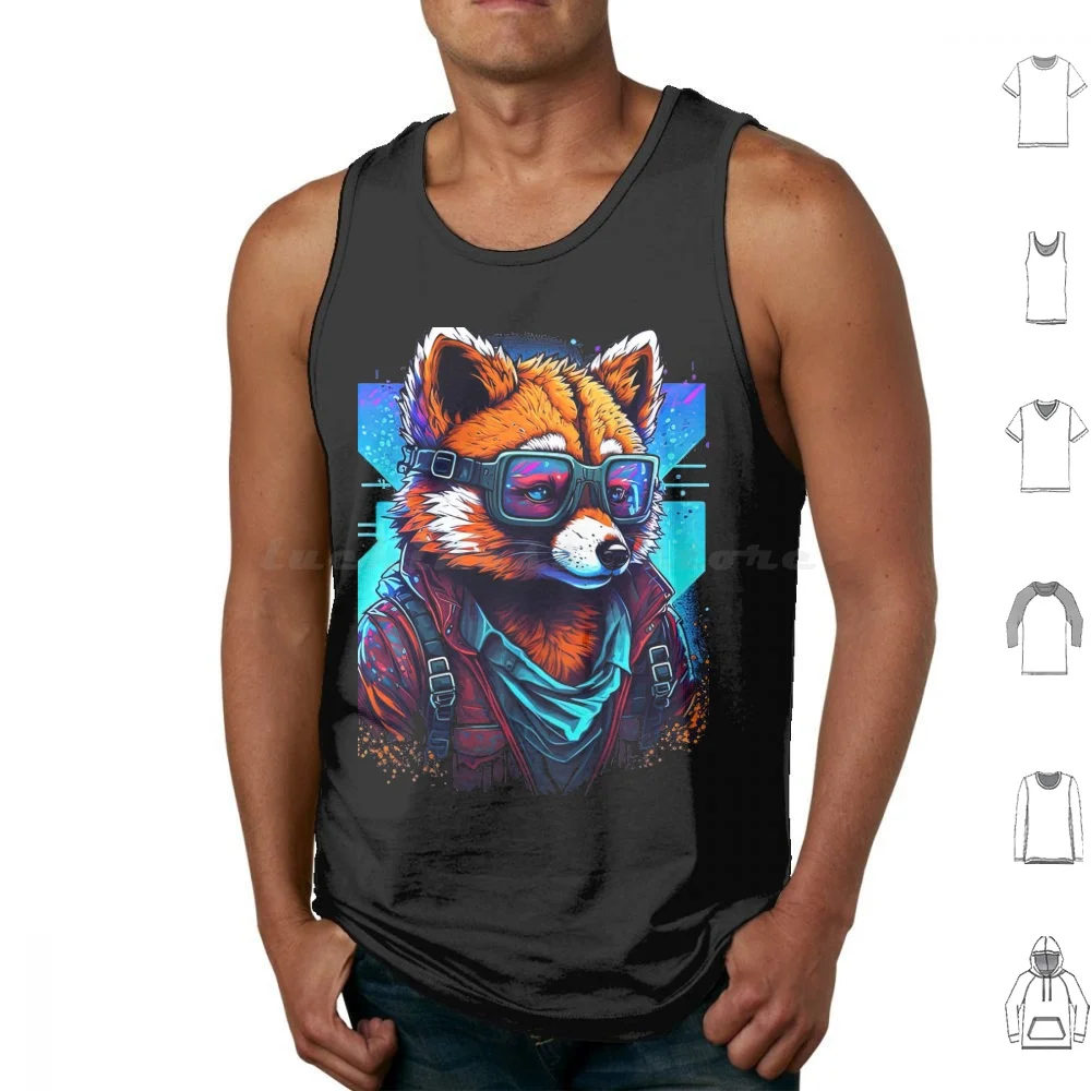 Retrowave Malinois Red Panda With Glasses Tank Tops Print Cotton Best Knitting Mom Ever Vintage Movie Books Hobbies